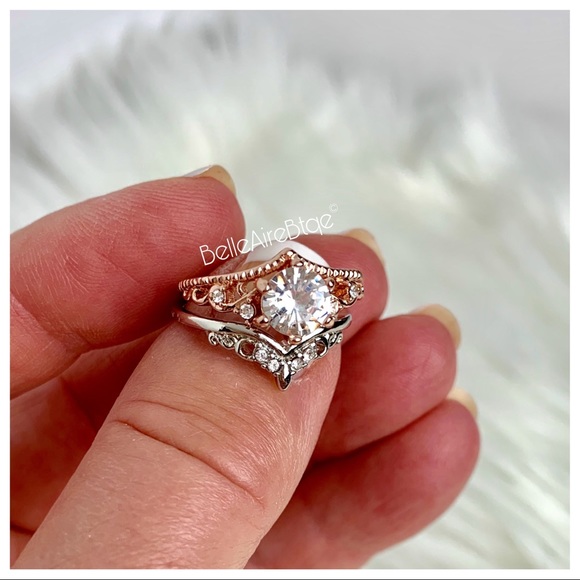 Two-Piece Silver-Rose Gold Ring Set - Picture 3 of 5